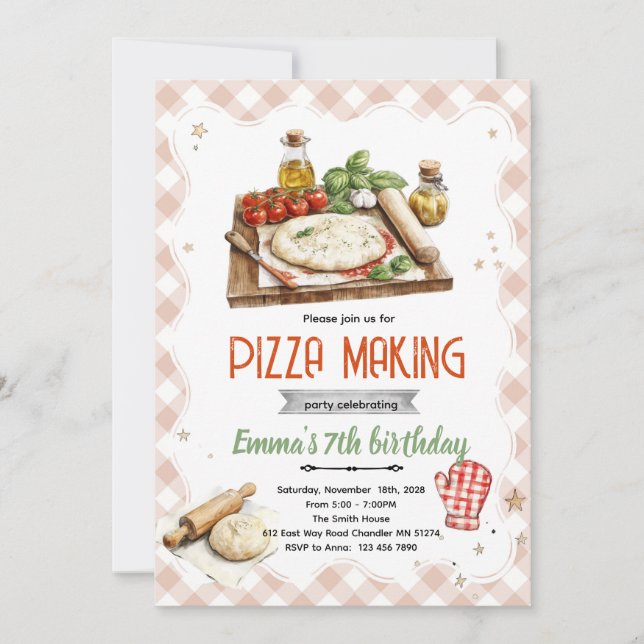 Convites Pizza Making Party Invitation (Frente)