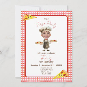 Convites Pizza Party Any Age Birthday Photo Invitation