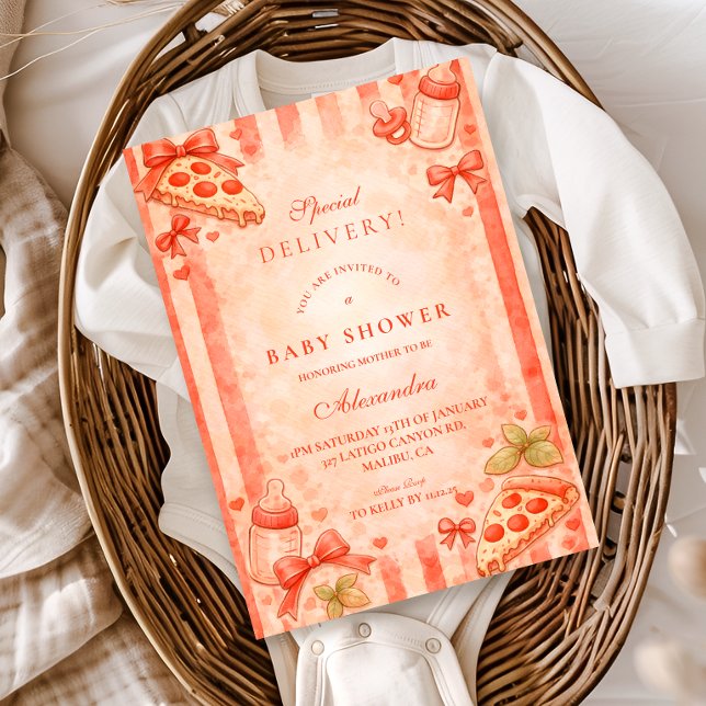 Convites Pizza Party Baby Shower (Criador carregado)