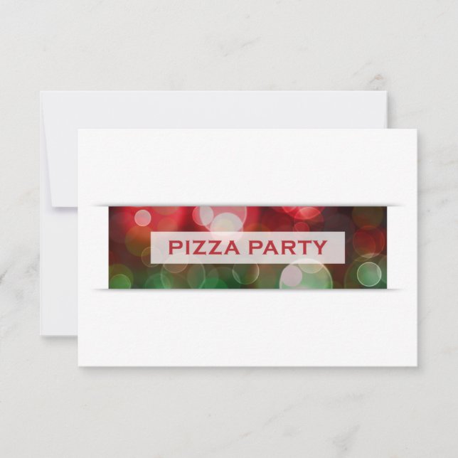 Convites pizza party bokeh (Frente)