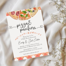 Pizza Party Chá de fraldas Watercolor Red Gingham