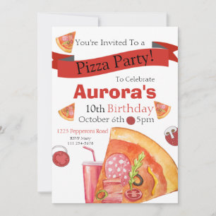 Convites Pizza Party, Pizza Birthday, Fatia de Divertime