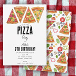 Convites Pizza Party Theme Watercolor Birthday Kids<br><div class="desc">Uma pizza com o tema design. Um design excelente para as crianças,  festas de aniversário tematizadas de pizza. Esta mão desenhada com piza d'água e ingredientes design é ideal para quem adora pizza,  cozinhar e comida italiana. Uma decoração de excelente e design de decoração de cozinha fofa.</div>