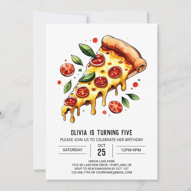 Convites Pizza Pastel Boho Aniversário (Frente)