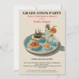Convites Pizza, Poolside, Pool Party | graduation party
