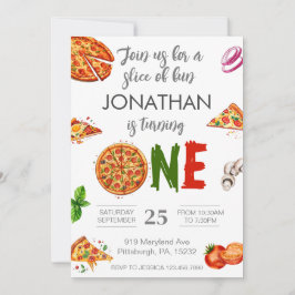 Convites Pizza primeiro aniversario Moderna Primeiro Aniver