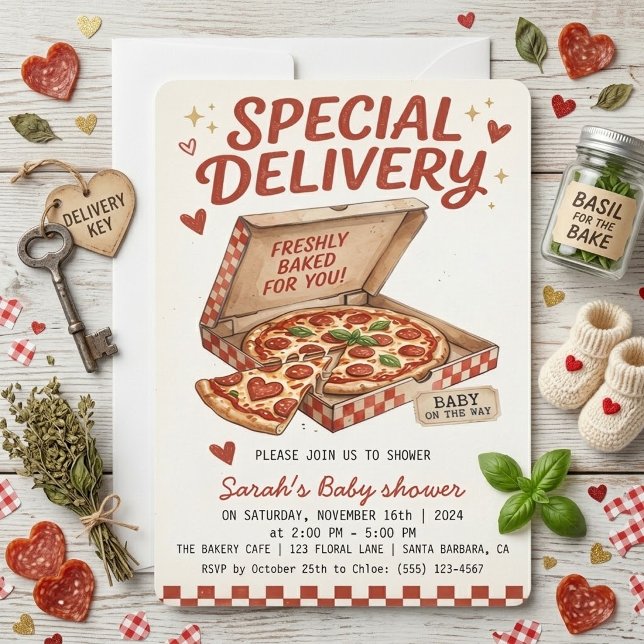 Convites Pizza Recém-Assada Entrega Especial Churrasco de B (Criador carregado)