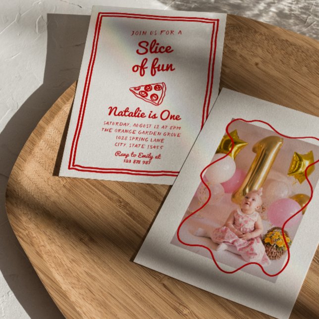 Convites Pizza Retro 1rua Desenhada Fatia De Foto Divertida (Criador carregado)