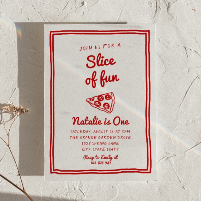 Convites Pizza Retroativa 1rua Fatia Desenhada De Brincadei (Criador carregado)