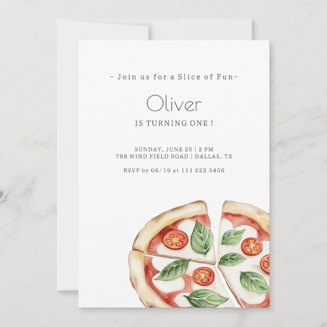 Convites Pizza Slice of Fun Birthday Invitation (Frente)