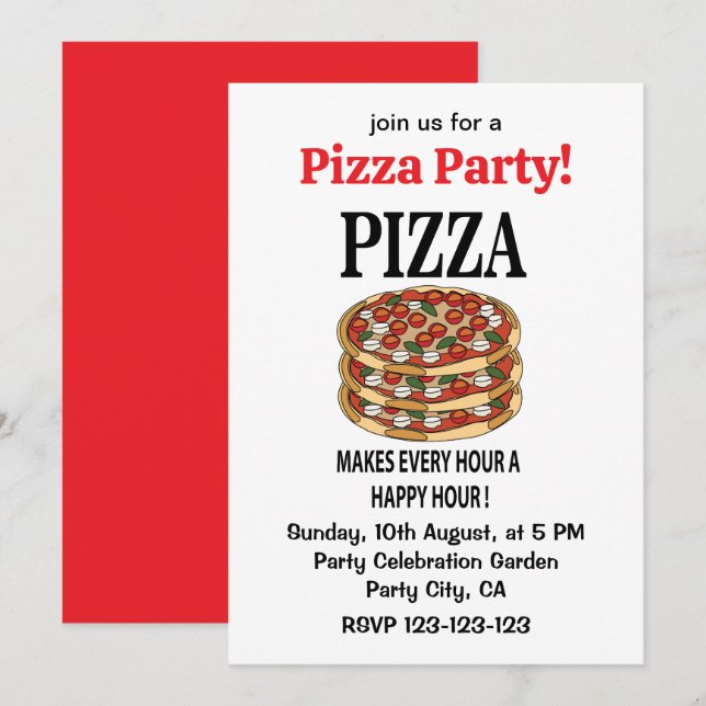 Convites Pizza Torna Cada Hora Uma Hora Feliz Pizza (Frente/Verso)