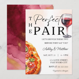 Convites Pizza Vinho Casal Perfeito Chuveiro de Noivado Mis