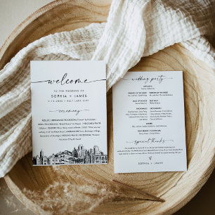 Convites Placa 5x7 do Programa de Casamento Skyline Cidade