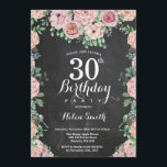 Convites Placa aniversário de 30 anos de Alcoba Rosa Floral<br><div class="desc">Peonies cor-de-rosa, aniversário de 30 anos, Convite para Mulheres Flor Floral de Aquarela. Rosa Rosa Rosa Elegante e Flores de Pêonias. Aniversário Adulto. Fundo Chalkboard. Preto e Branco. 13 15 16º 18º 20 21rua 30 40º 50º 60º 80 de 70 100º, qualquer idade. Para mais personalização, clique no botão "Personalizar"...</div>
