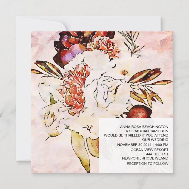 Convites *~* Placa artística AR15 QR RSVP Burgundy WEDDING (Frente)