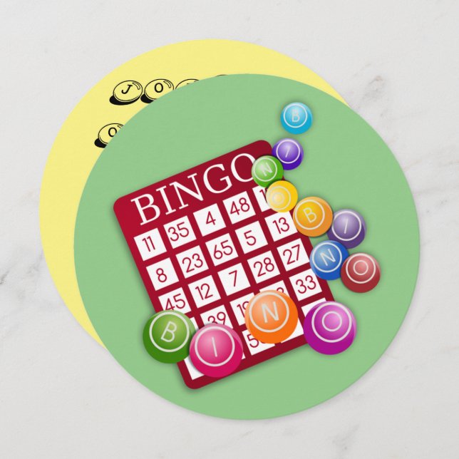 Convites Placa BINGO com BINGO Balls (Frente/Verso)