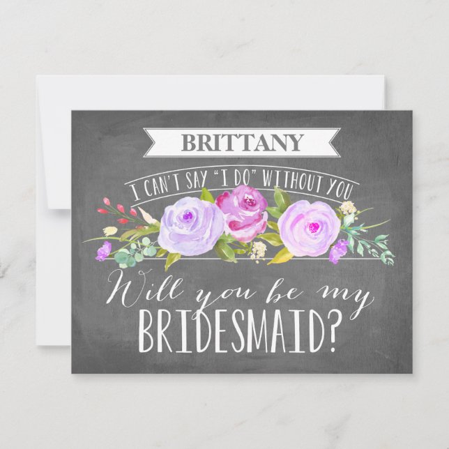 Convites Placa Bridesmaid | Bridesman (Frente)