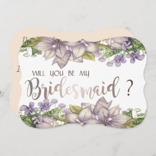 Convites Placa Bridesmaid das Flores de Aquarela Chic Elega