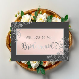 Convites Placa Bridesmaid das Flores de Prata Chic Elegante