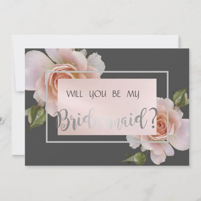Convites Placa Bridesmaid de Rosas Chic Elegante (Frente)