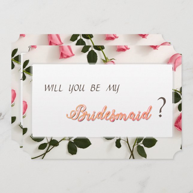 Convites Placa Bridesmaid de Rosas Elegante (Frente/Verso)