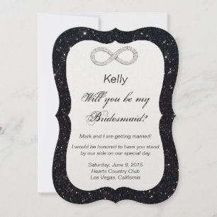Convites Placa Bridesmaid do Diamond Infinity com Glitter P