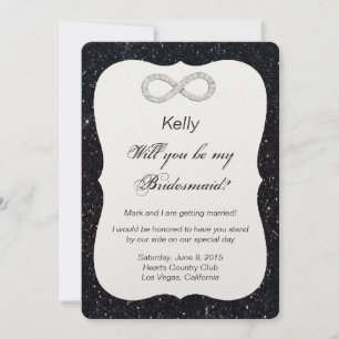 Convites Placa Bridesmaid do Diamond Infinity com Glitter P