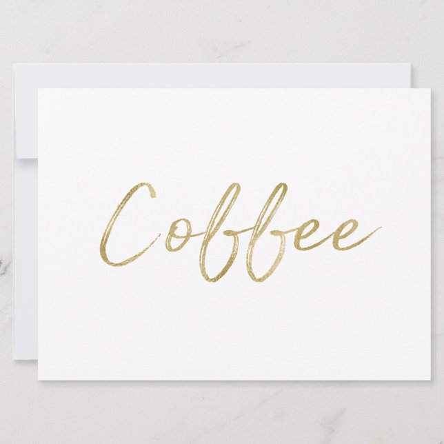 Convites Placa "Café" | Letreiro à Mão Dourado Elegante (Frente)