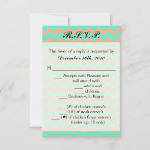 Convites Placa Chevron Seafoam e Salmon 3.5x5 R.S.V.P.