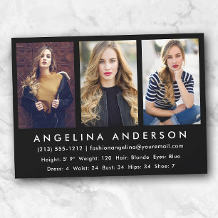 Convites Placa Comp Card de Ator Modelo de 3 Fotos