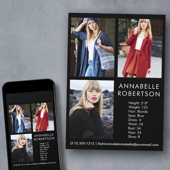 Convites Placa Comp do Ator do Modelo de Foto Moderno 3 (Customize to change background color, text size, style or to add more photos to back of card.)