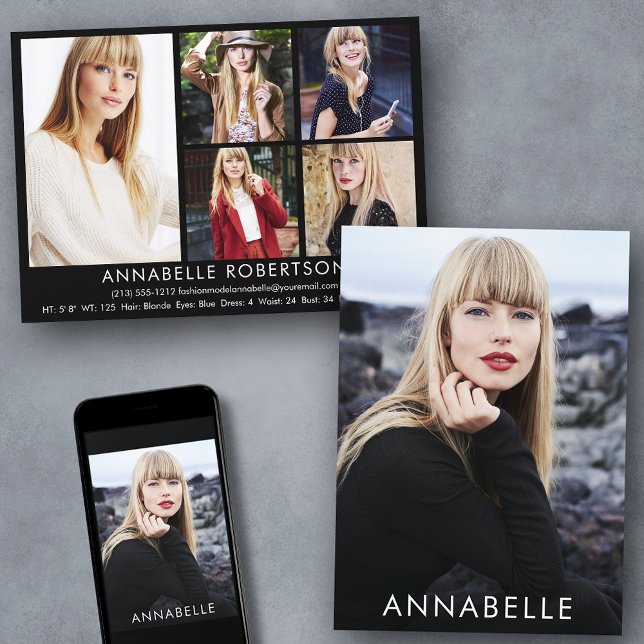 Convites Placa Comp do Modelo de Modelagem de Moda de Foto  (Customize to change background color, text size or text style. Available for prints and download.)