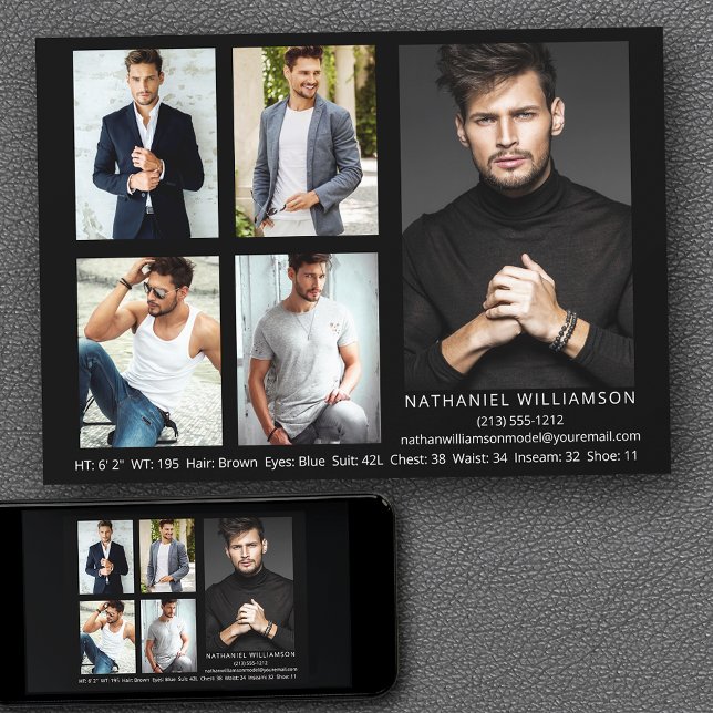 Convites Placa Comp Fotográfica do Ator 5 do Modelo Modern  (Customize to change background color, text size, style or to add more photos to back of card.)