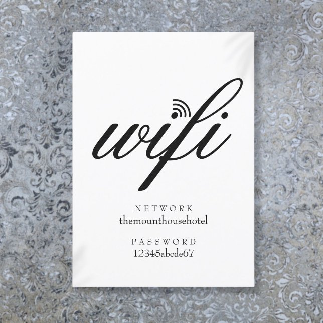 Convites Placa Convidada de Sinal de Rede Wifi e Senha (Wifi Network and Password Sign Guest Card)