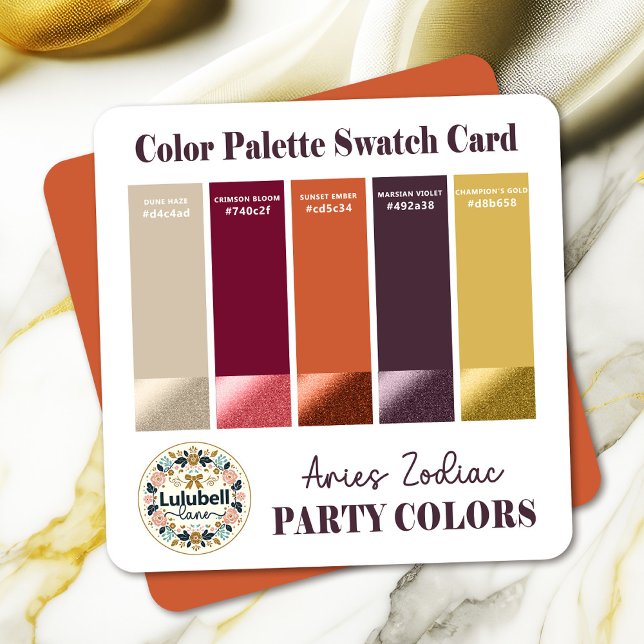 Convites Placa da Paleta de Seleção de Cores para Aries The (Coordinate Your Aries Zodiac Themed Event With Our Handy Color Palette. Match Every Detail!)
