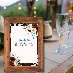 Convites Placa de Agradecimento Turquesa de Flores Silvestr
