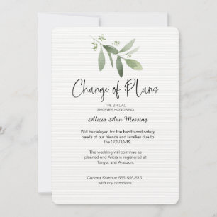 Convites Placa de Alteração de Planos de chá de casament