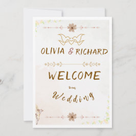 Convites Placa de Boas-Vindas de Casamento com Flores Perso