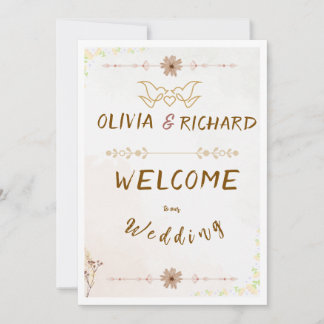 Convites Placa de Boas-Vindas de Casamento com Flores Perso