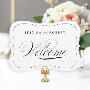 Convites Placa de Boas-Vindas de Casamento Elegante com Bor