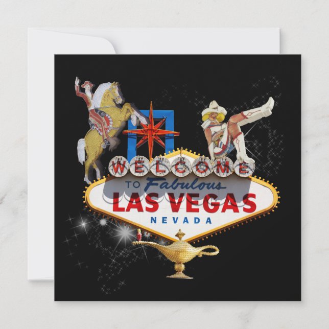 Convites Placa de Boas-Vindas de Las Vegas em Fundo Estrela (Frente)