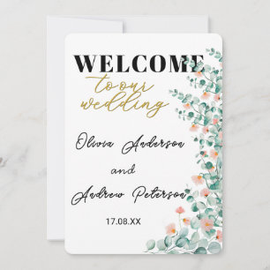 Convites Placa de boas-vindas floral de flor de laranjeira