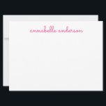 Convites Placa de bordo personalizada cor-de-rosa com corte<br><div class="desc">Simples Script Cute Chic Pink Personalised Stationery Notecard Personalizado com o nome de sua escolha. Você também pode personalizar a cor do impressão escolhendo 'Personalizar o modelo' e,  em seguida,  'Clique para personalizar mais'</div>