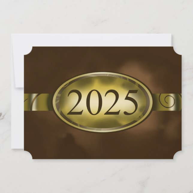 Convites Placa de Botão Floral Castanho e Dourado 2025 (Frente)