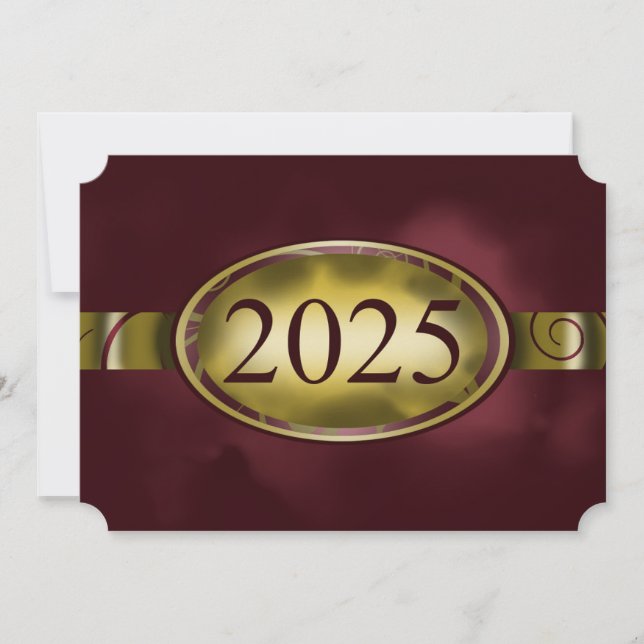 Convites Placa de Botão Floral Dourado 2025 (Frente)