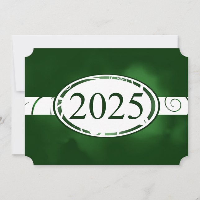 Convites Placa de Botão Floral Verde e Branco 2025 (Frente)