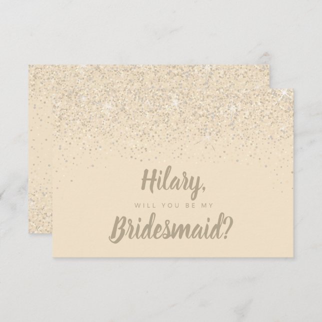 Convites Placa de Bridesmaid da Champagne Encantadora (Frente/Verso)
