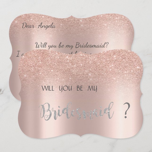 Convites Placa de Bridesmaid do Bokeh Glitter Dourada Elega (Frente/Verso)