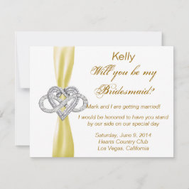 Convites Placa de Bridesmaid do Coração Infinito Amarelo