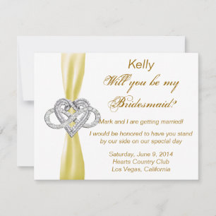 Convites Placa de Bridesmaid do Coração Infinito Amarelo